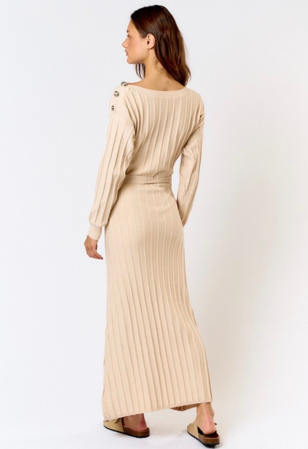 Ribbed shoulder maxi dress