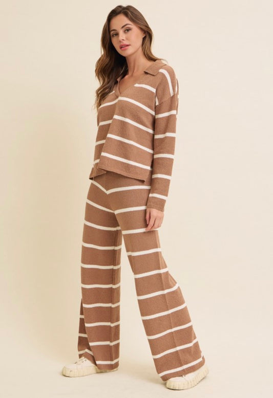 Striped sweater pant set