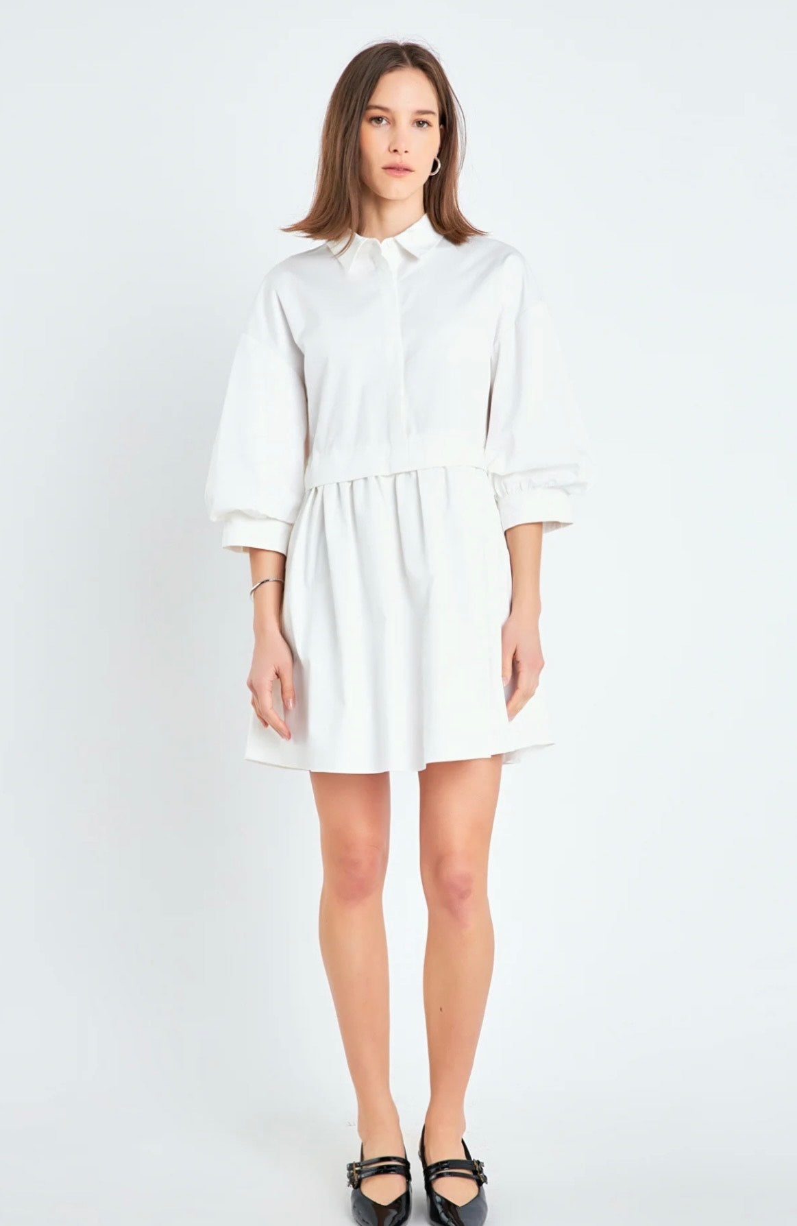 Puff sleeve shirt dress