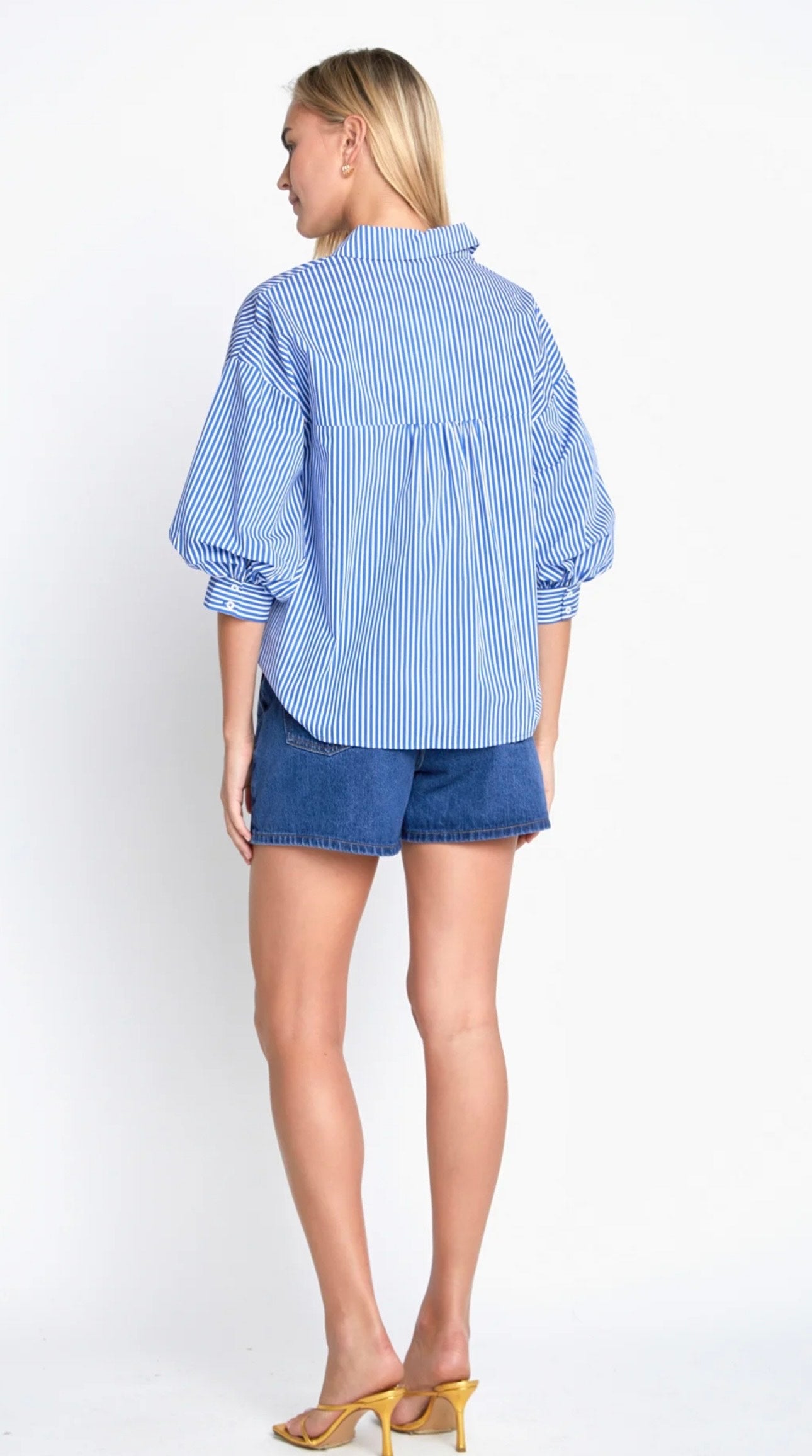 Striped balloon sleeve shirt