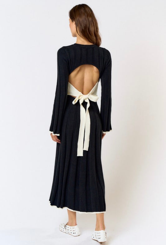 Contrast back tie maxi dress